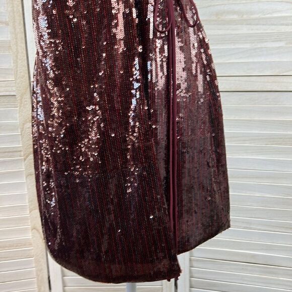 BCBG MaxAzria Steph Sequin Cocktail Wrap Dress 6 - Picture 3 of 13